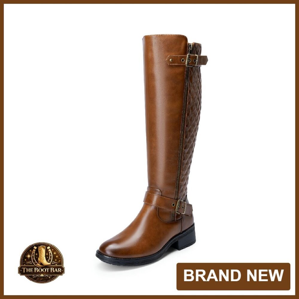 Women's Knee High Wide Calf Riding Boots Low Heel Fall Tall Boots